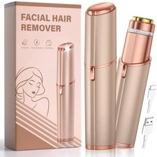 Women's Facial Hair Remover Electric Rechargeable Shaver Face Lip Chin, Gold