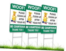 3X Double Sided 12x8 Please Clean Up After Your Pet Sign - Lawn Fun Pet