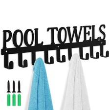 Pool Towels Hook Metal Towel Hanger Outdoor Hot Tub Towel Rack Wall Mount 9 H...
