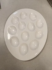 DEVILLED EGG PLATTER For 12 Eggs Great Condition Tiny Unnoticeable Chip White