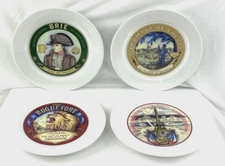 Restoration Hardware French Motif  8" Snack / Salad/Cheese Plates  Set Of 4