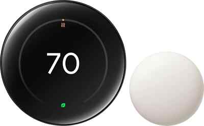 Google Nest Learning Thermostat 4th Gen w/ Temperature Sensor Polished Obsidian