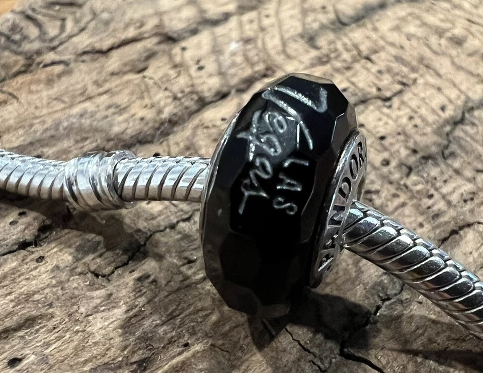 Трудно найти Редкий Подлинный Pandora Эксклюзив Лас-Вегас Черный Граненый Увлекательный Мурано - Изображение 2 из 4