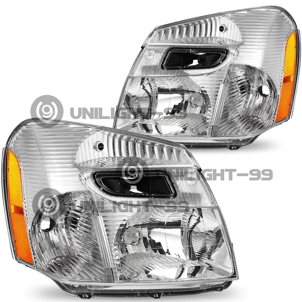 For 2005-2009 Chevy Equinox SUV Chrome Halogen Headlights Headlamp Sets 05-09 - Image 2 of 4
