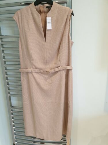ANN TAYLOR Belted Sheath Dress in HOUNDSTOOTH, Colour Dominican Sand, Size 12 - Picture 1 of 4