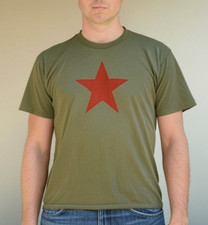 Red star T shirt Communist Soviet CCCP M-XXL USSR Political Retro Olive Green