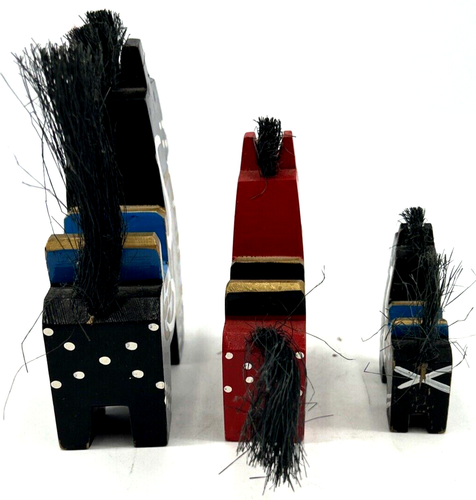 Chagu Chagu Umako Horse Yawata Uma Koma Mingei Lot of 3 Wood 5" - Picture 4 of 9