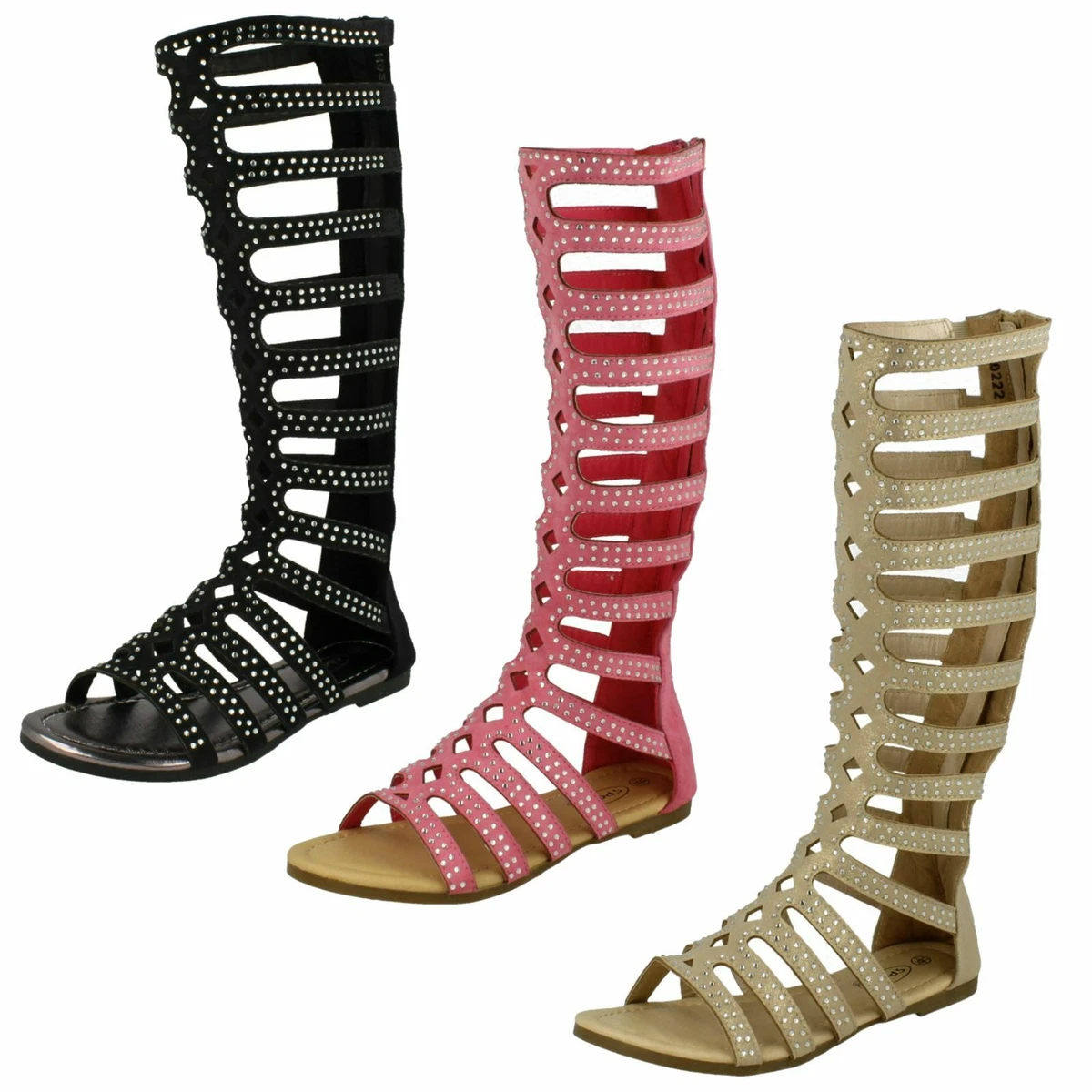 Girls Spot On Knee High Gladiator Sandals eBay