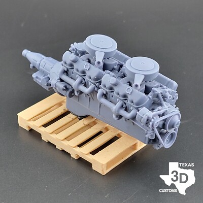 GMC V12 702 with stock intakes model engine resin 3D printed 1:25/1:24 ...