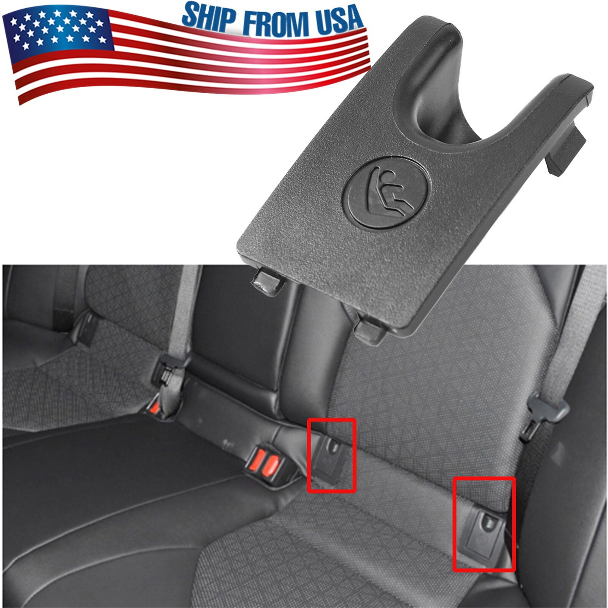 Black Isofix Rear Child Seat Slot Trim Cover For Toyota Camry