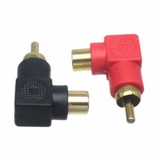 1pair Phono RCA Male Plug to Female audio video Adapter Right angle Plastic R B