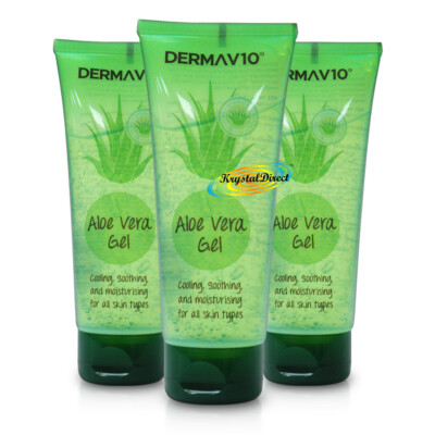 3x Derma V10 Aloe Vera kühlendes beruhigendes & feuchtigkeitsspendendes Gel 100ml alle Hauttypen