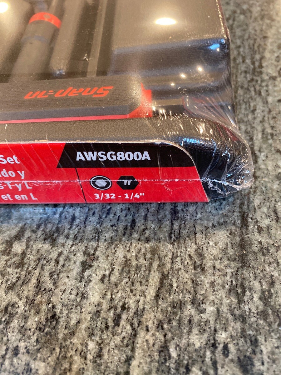 Snap-on awsg800a 8 pc t-shaped/l-shaped comboination hex wrench