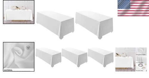 Elegant 5 Pack White 90x132 Inch Tablecloths for Stylish Dining Experiences - Picture 2 of 9