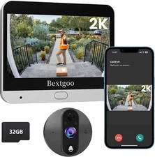 2K Video Peephole Doorbell Camera with 32GB Memory Card, Door Viewer with 4.3...