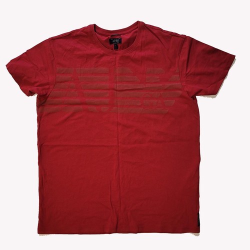Armani Jeans Men Graphic Red Cotton T-shirt size L Regular Fit AJ Tee 21x26" - Picture 8 of 17