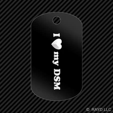 I Love my DSM Keychain GI dog tag engraved many colors JDM Eclipse EVO 4G63