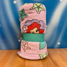 Disney Store ARIEL The Little Mermaid Pink Fleece Throw Blanket 50'' x 60'' NWT