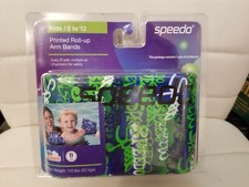 Speedo Kids Child Printed Roll Up Blue Green Arm Bands Flotation Swimming Pool