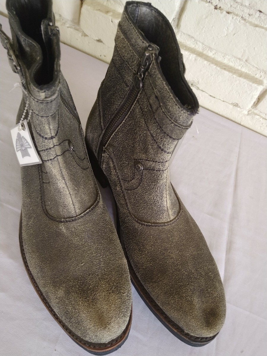 NWOB Liberty Biker Low Side Zip BOOTS Leather Suede Size 9  display picture 2