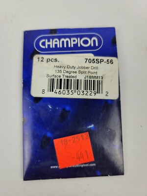 Champion Heavy Duty Jobber Drill 135 Degree Split Point 12 psc.