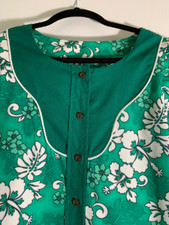 Sale: Winnie Fashions Small Muumuu with Green & White Hibiscus Flowers