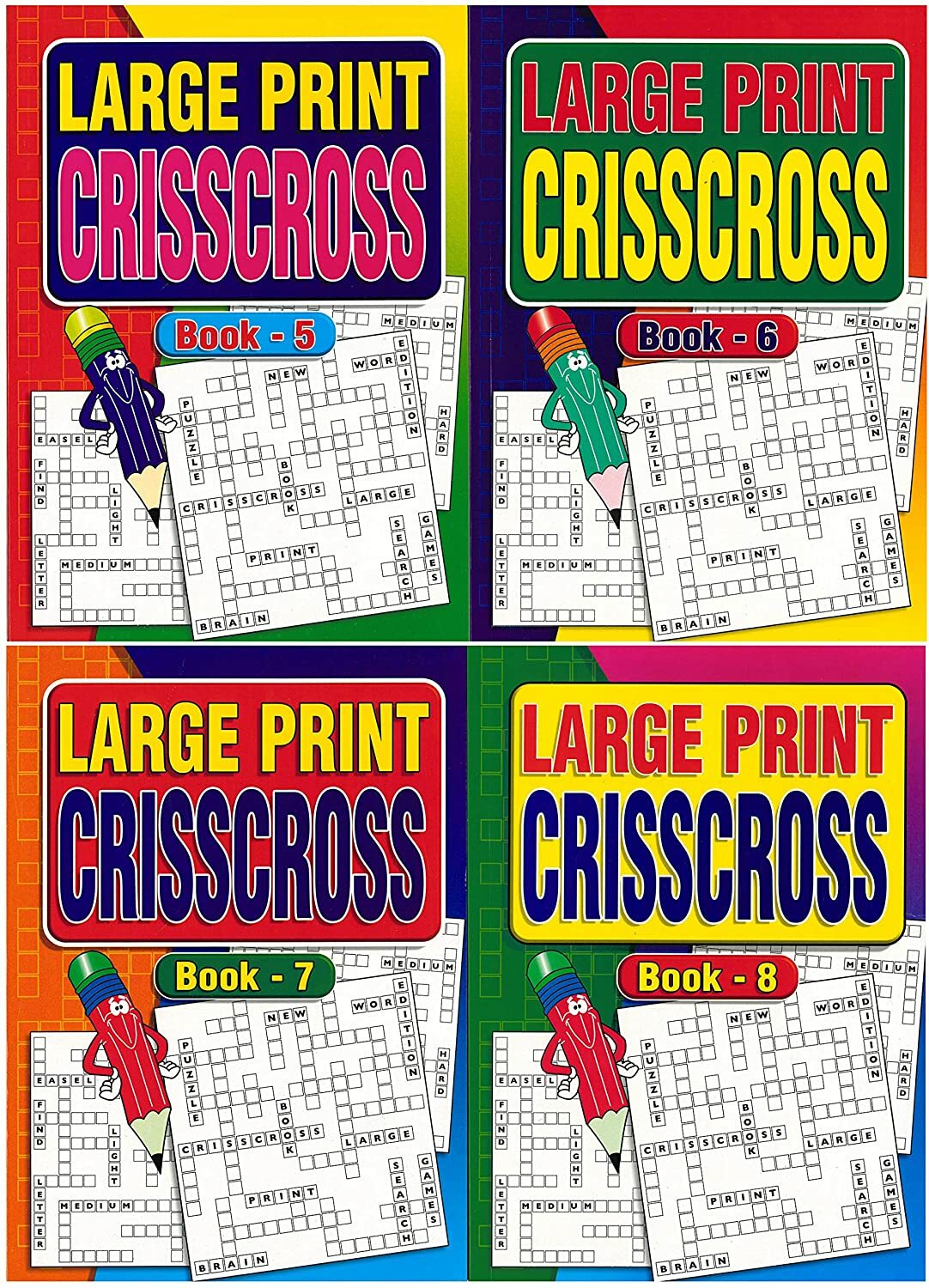 Set Of 4 Large Print A4 Adult Crisscross 66 Puzzles Per Book  Travel Crossword