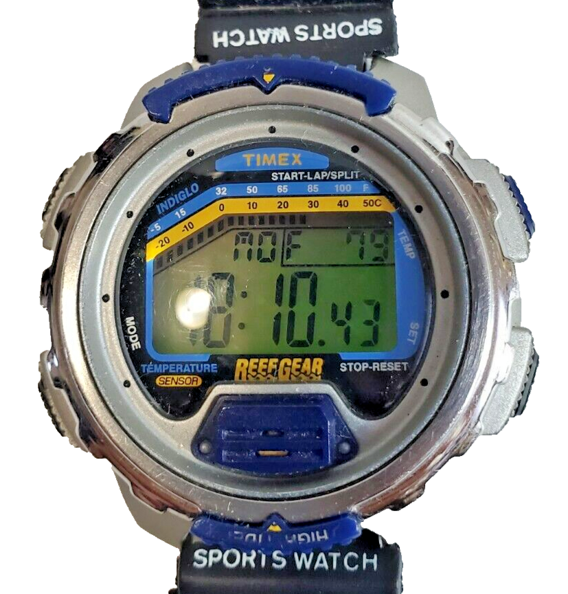 Vtg May 2002 Timex Reef Gear Indiglo with Temperature Sensor