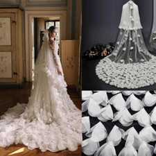 Bridal Veil 2 Tiers Cathedral Length Blusher Flowers Roses With Comb Wedding