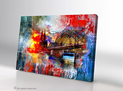 Bunt Kölner Dom Köln Städte Abstrakt Wandbilder XXL Bilder Leinwandbilder  3083A