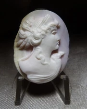 GORGEOUS RARE ANTIQUE FINELY CARVED ANGELSKIN CORAL CAMEO GODDESS HERA UNSET.