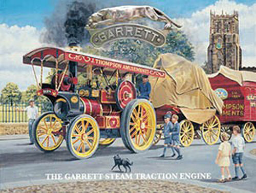 Garrett Steam Traction Engine,Vintage Showmans,Village Fair Large Metal Tin Sign - Bild 1 von 1