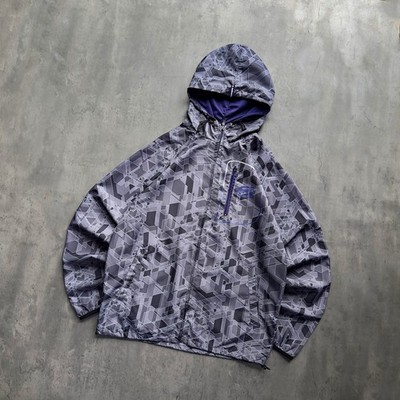VTG Ecko Function Tech Windbreaker Jacket Mens M Grey Geometric Ripstop Y2K