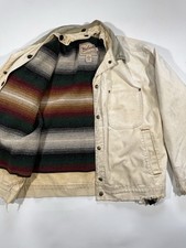 Vintage Woolrich Blanket Lined Barn Chore Coat Duck Canvas Workwear Jacket Sz L