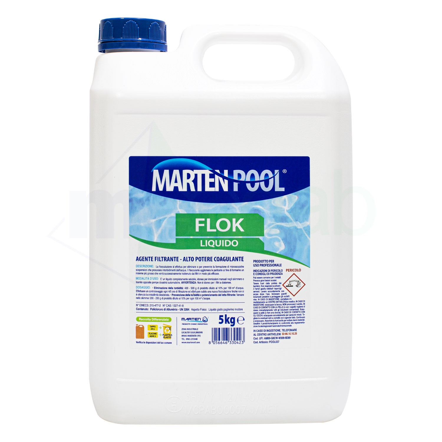 Marten Flok 5Kg Flocculante Liquido: Acqua Blu Diamante per la tua Piscina