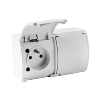 2-Fach Steckdose FranzöSisch System Doppelsteckdose Klappdeckel IP44 162-01 Dv