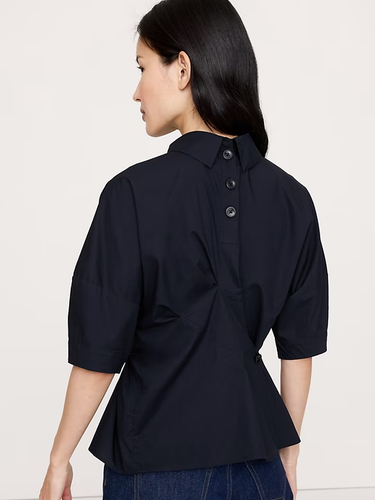 Banana Republic Baumwoll-Popeline verdreht Top marineblau neu mit Etikett $ 80 L Large - Bild 2 von 4