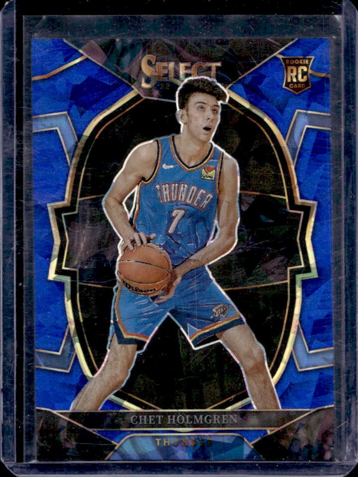 2022-23 Select Chet Holmgren RC Blue Cracked Ice Prizm Concourse #83 Thunder