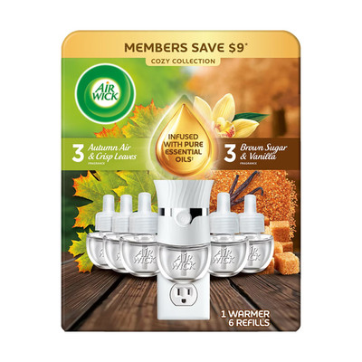 Air Wick Plug In Scented Oil Air Freshener, Autumn Air 1 Warmer + 6 Refills