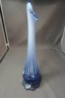 Fenton Cabbage Rose Periwinkle Blue Opalescent Swung Glass Bud Vase 10"