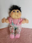 Vintage 1994 Mattel Cabbage Patch Kids Mini Baby Doll Black Hair Purple Eyes 7"