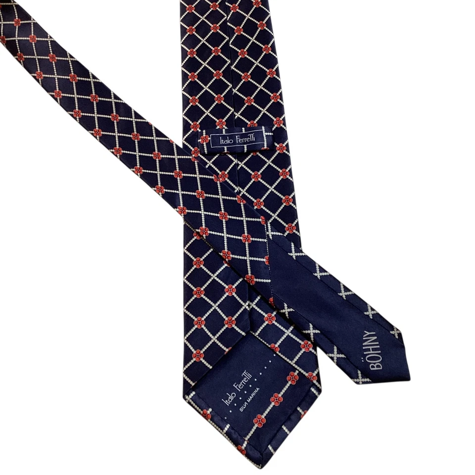Corbata ITALO FERRETTI 100 % seda XL de lujo geométrica azul/rojo usada en excelente estado Foto 3 de 3