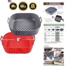 Silicone Liners Square for Air Fryer, 2 Pcs Non-stick Food-grade Reusable Bas...