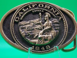 Vintage Solid Brass California State Seal 1849 Belt Buckle Heritage Mint