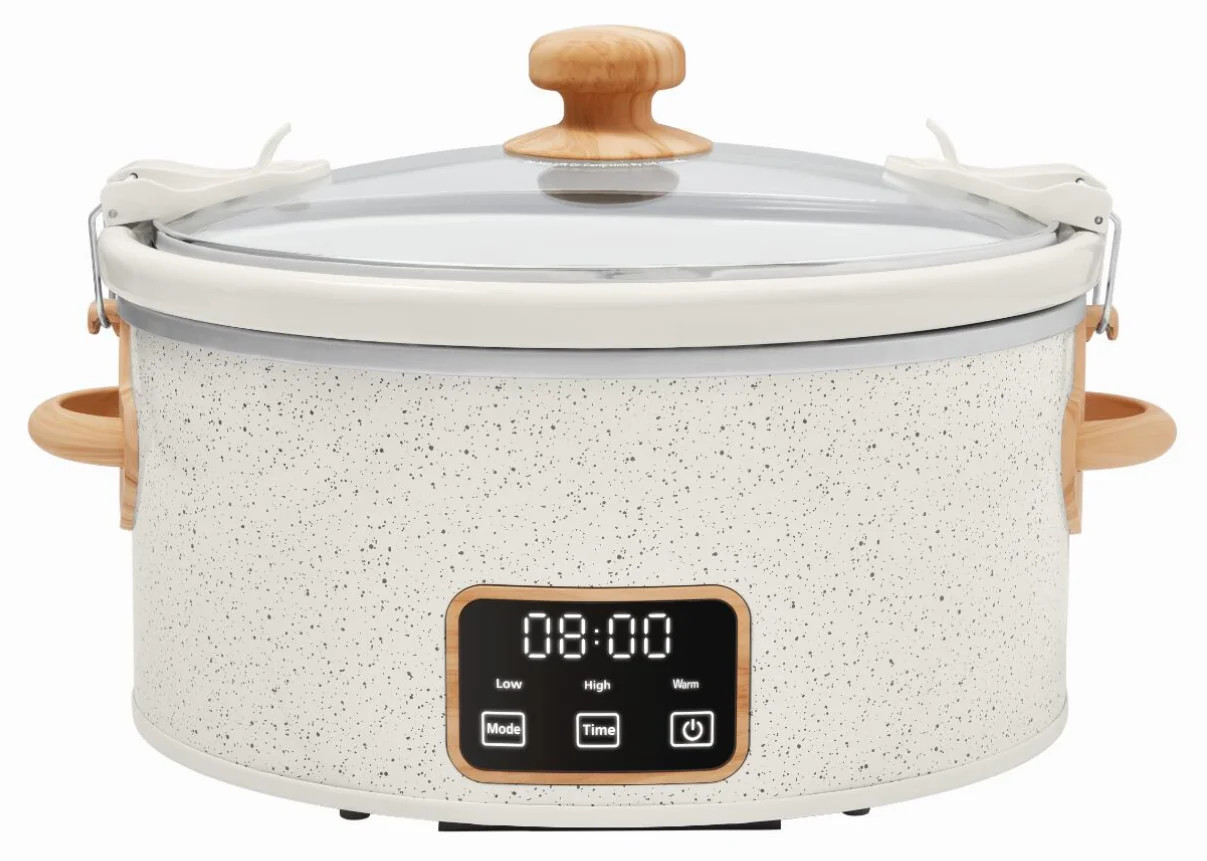 6 Qt Digital Slow Cooker with Locking Lid, Linen Speckle