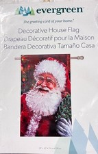 Neu in Verpackung lustiger Weihnachtsmann mit Stechpalme dekorativ großes Haus Garten Flagge immergrün 29 x 43 Zoll