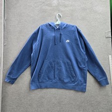 Nike Men Hoodie 2XL Blue Logo Embroidery Pullover Fleece BV2654-407