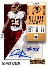2018 Panini Contenders #338 Quinton Dunbar RC Autograph Rookie Card