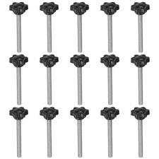 15pcs Star Knobs M6 x 60mm 304 Stainless Steel Stud 25mm 6-Star Head Thumb Screw