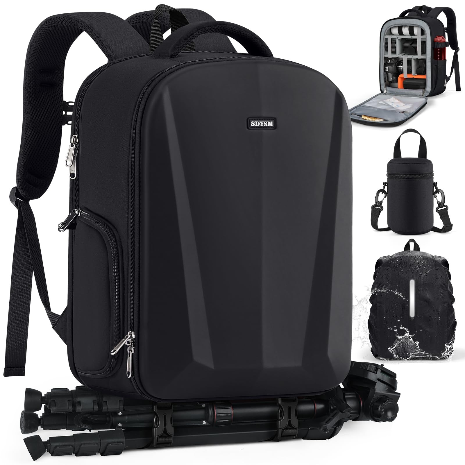 Backpack, Hardshell DSLR/SLR Bag with Lens Pouch & 15.6" Lap